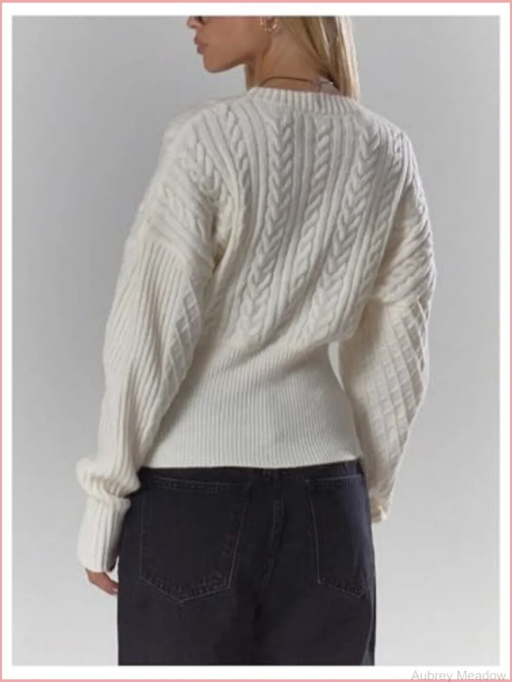 Cable Knit Cardigan Button Down Long Sleeve V-Neck Sweater